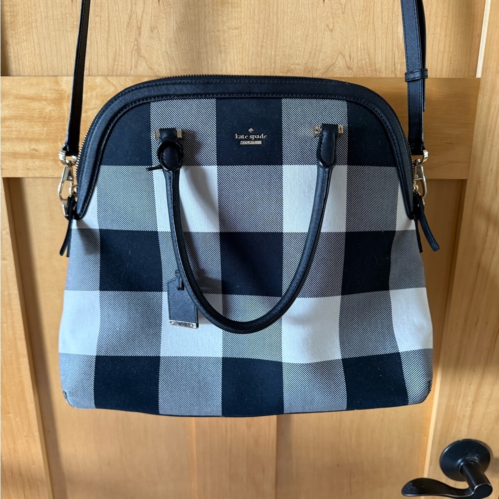 Kate Spade Black and White Satchel with Checkered Design